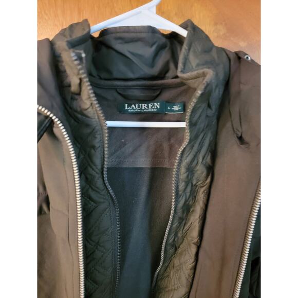 Ralph Lauren Women's Soft Shell Hooded Water Repellent Trench Jacket Large - Picture 3 of 4